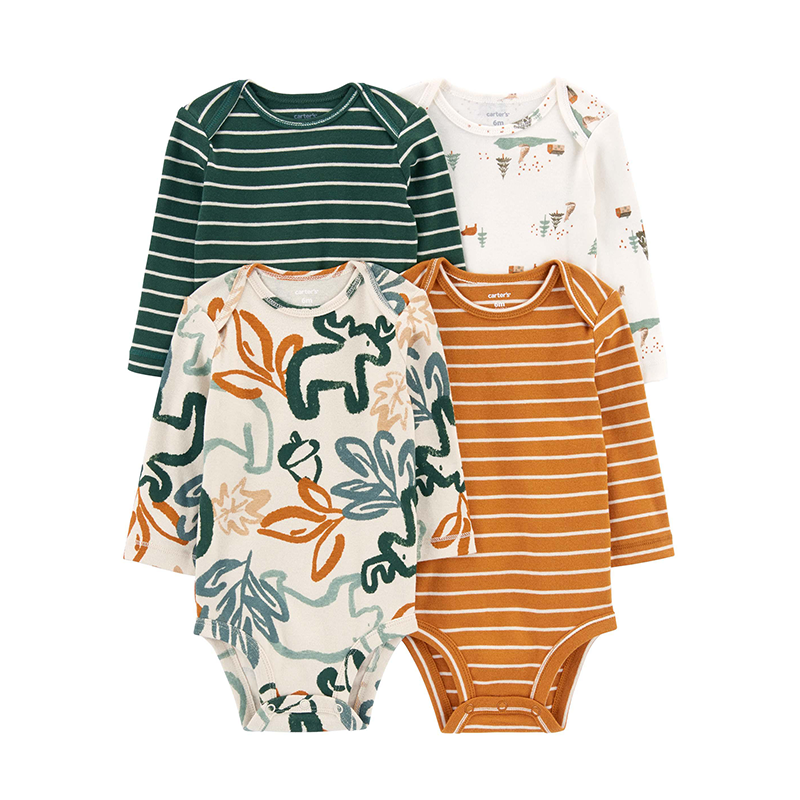 Carter's Boys 4-pk Long Sleeve Bodysuit set, Wild One (3M only)