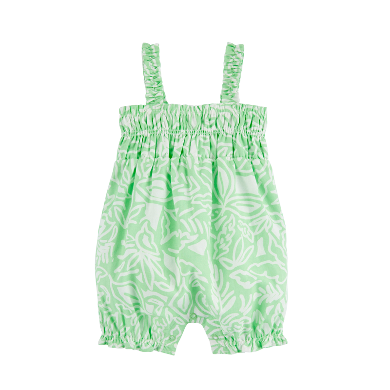 Carter's Girls Twill Romper, Floral / Green