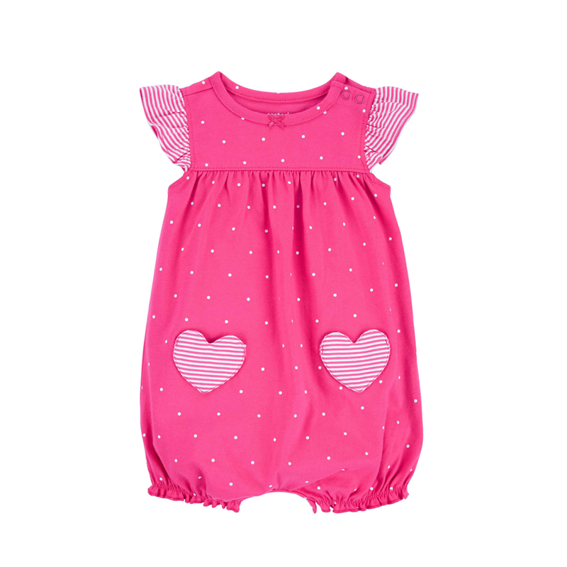 Carter's Girls Cotton Romper, Hearts / Pink