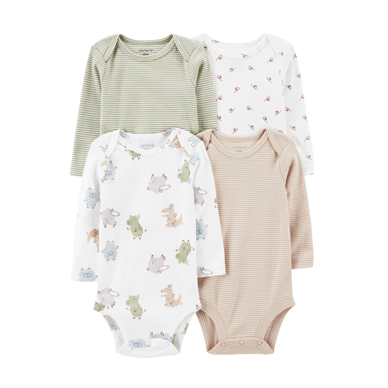 Carter's Unisex 4-pk Long-Sleeve Bodysuit set, Animals