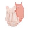 Carter's Girls 3-pc Flutter Sleeve Top, Sleeveless Bodysuit & Bubble Pant, Peachy / Stripes